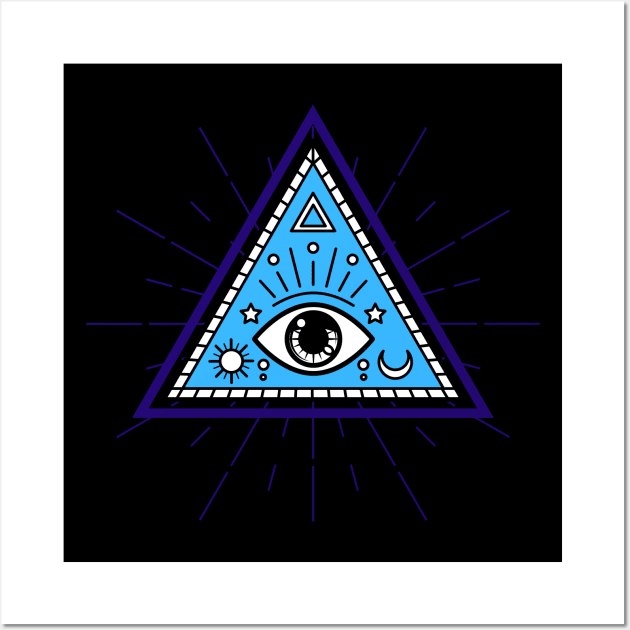 All Seeing eye - Blue with Black Eye Wall Art by Just In Tee Shirts